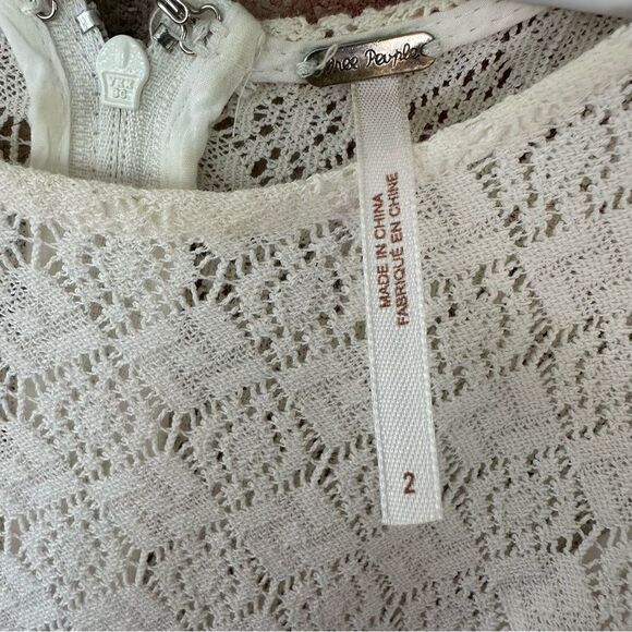 Free People Daisy Cutout Lace Mini Dress Women’s 2 Offwhite Cream Fit Flare - Picture 5 of 9